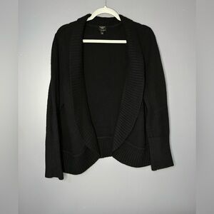 Talbots 100% Cashmere Cardigan Sweater Womens Plus 1X Black Open Shawl Collar